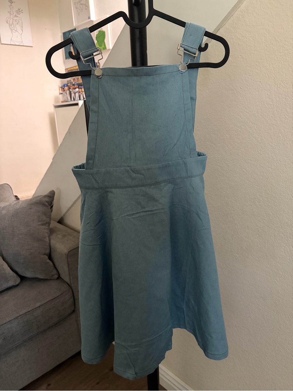 Blue Pinafore Dress - Light Blue Overall Skirt